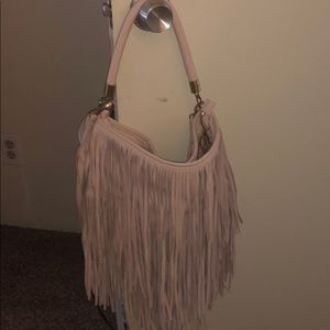 H&M blush pink fringe bag
